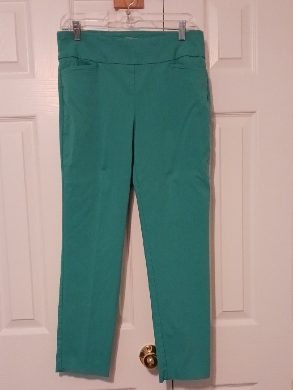 Van Heusen Green Dark Aqua Tapered Leg Pull-On Pants